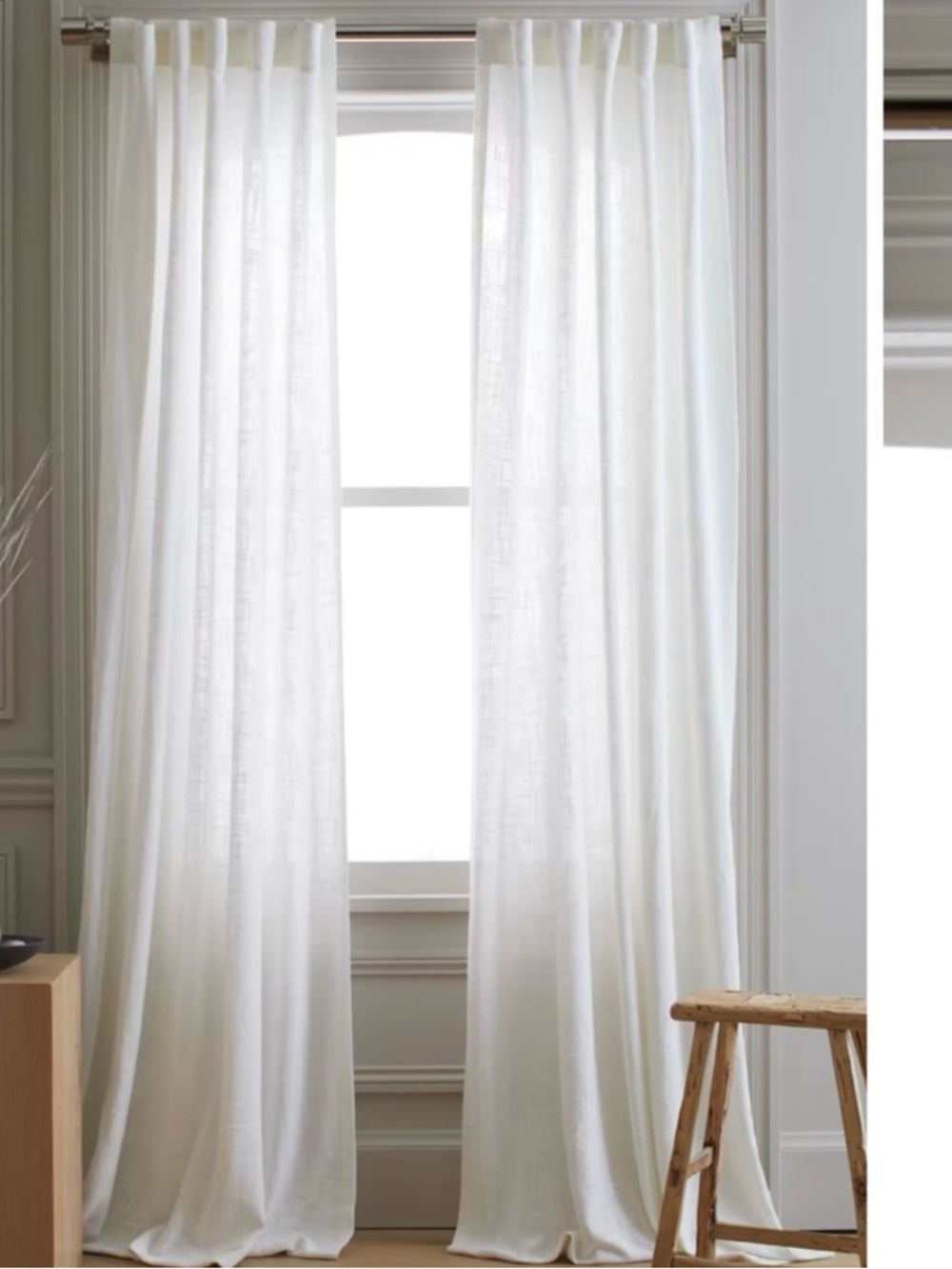 QUINCE 48x96 Cotton Sheer Curtains White - Set of 2